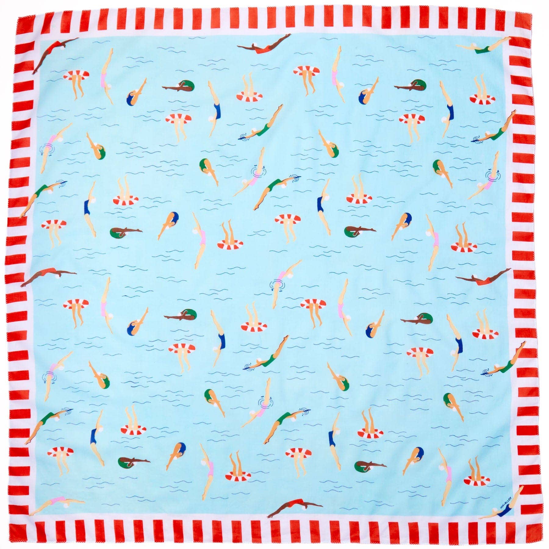 Square Scarf Swimmer Print - Box Turtle