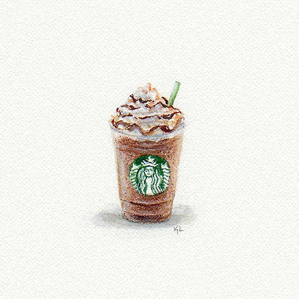 Starbucks Cup Miniature Watercolor Print - Box Turtle