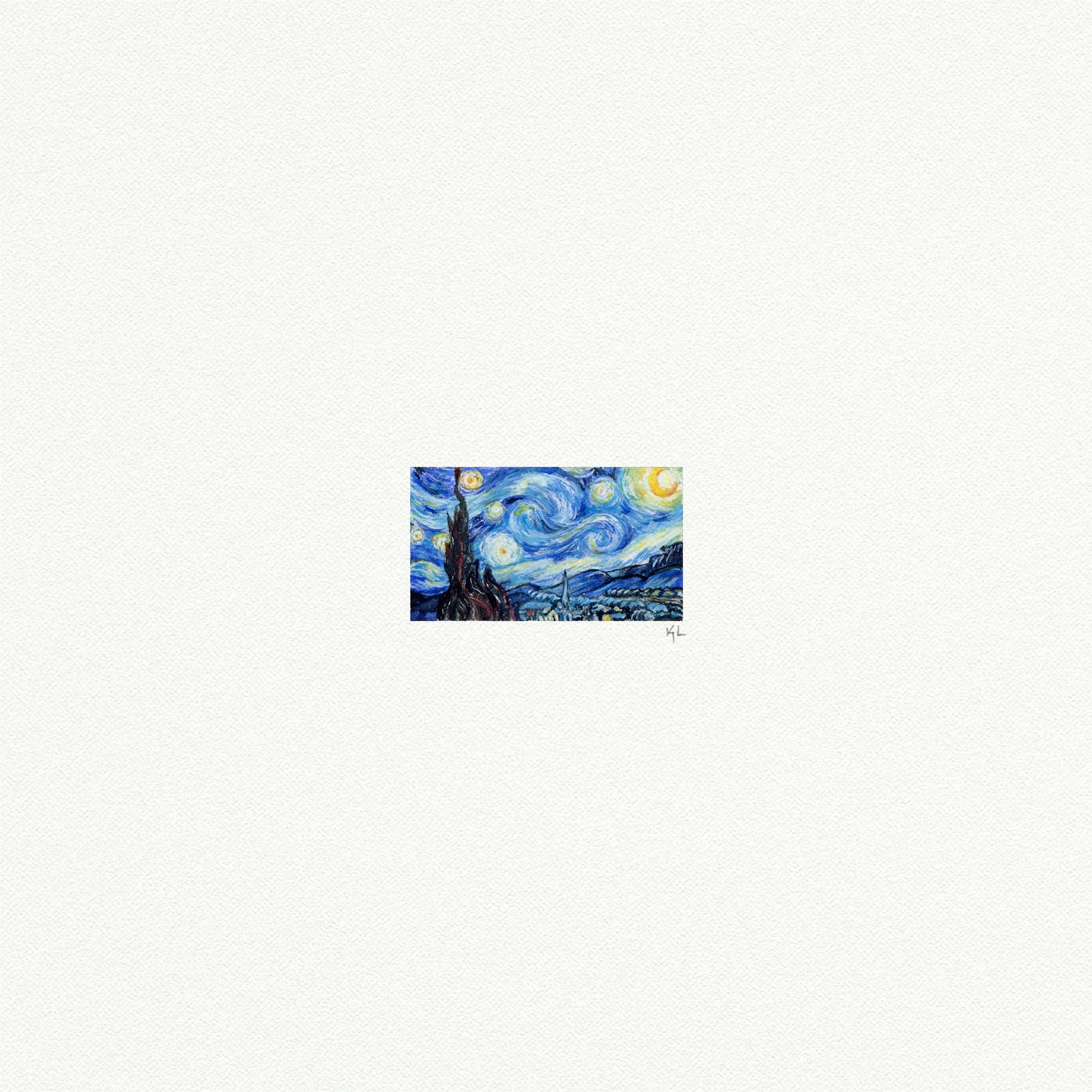 Starry Night Miniature Watercolor Print - Box Turtle