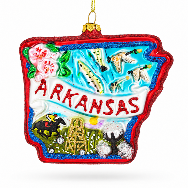State of Arkansas Glass Christmas Ornament - Box Turtle