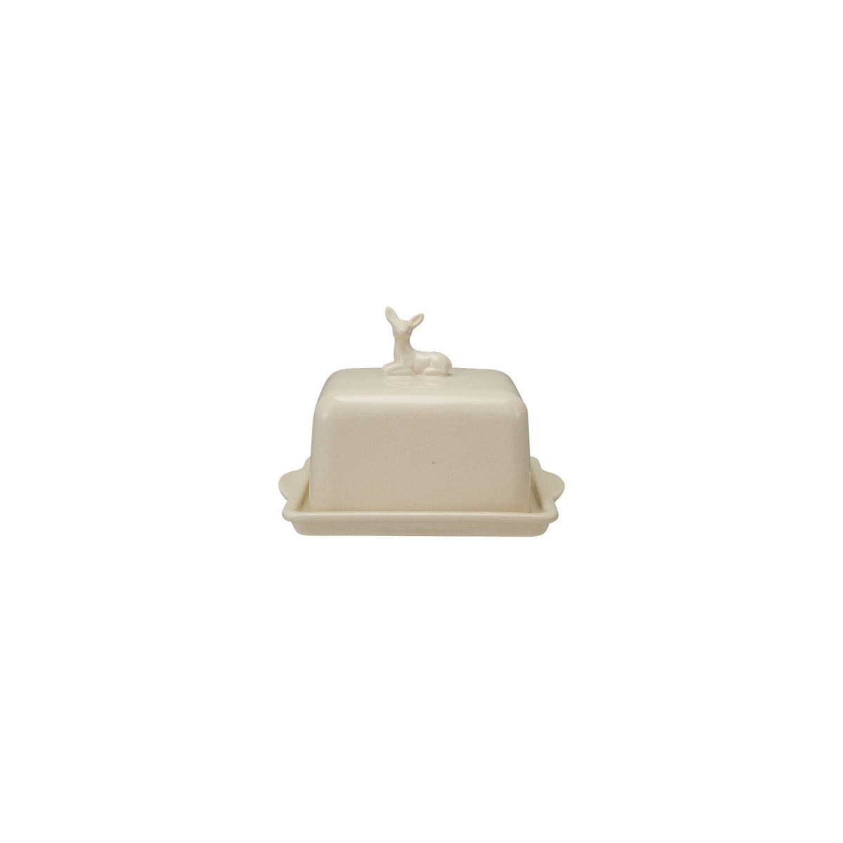 Stoneware Butter Dish with Deer - Box Turtle