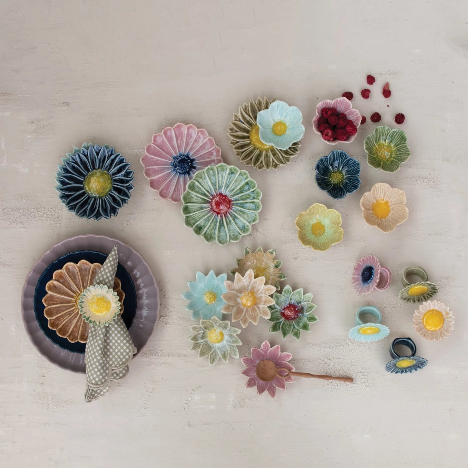 Stoneware Flower Shaped Dish - Box Turtle