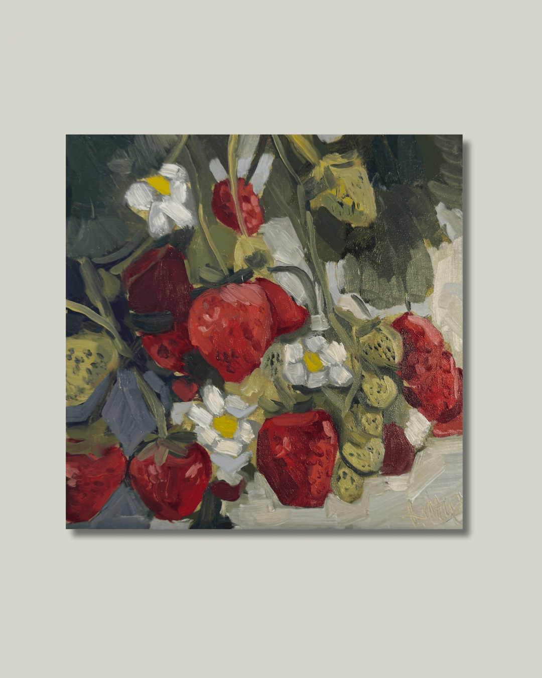 Strawberry Blossoms Print - Box Turtle