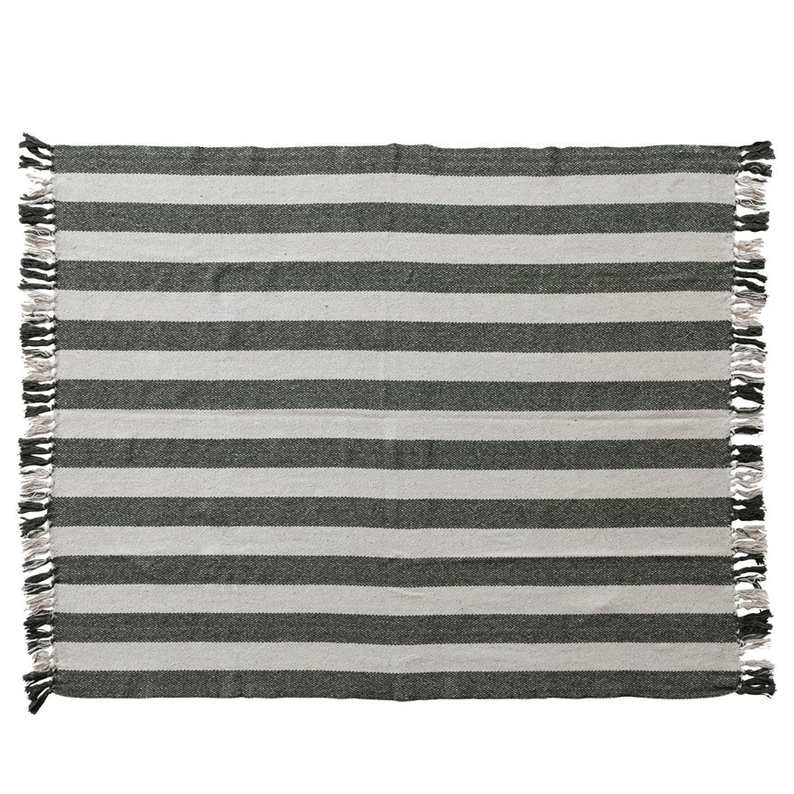 Striped Woven Recycled Cotton Throw - Box Turtle