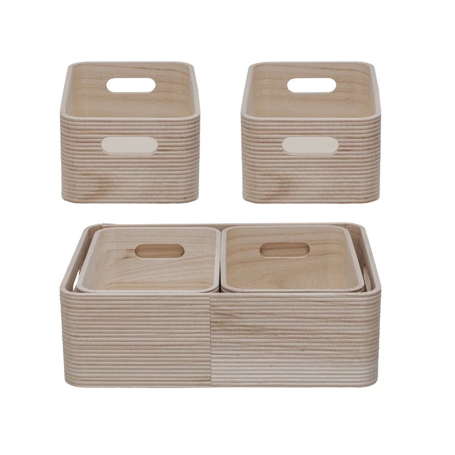 STYLE B Natural Wood Nesting Containers - Box Turtle