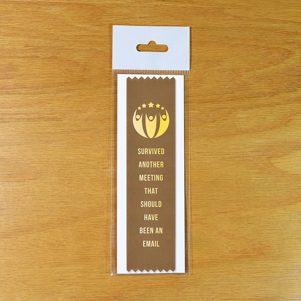 Survived Another Meeting Employee Award Ribbon - Box Turtle