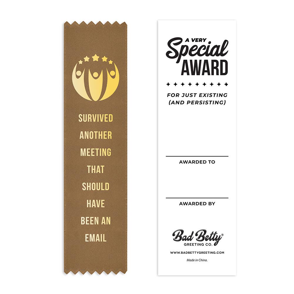 Survived Another Meeting Employee Award Ribbon - Box Turtle