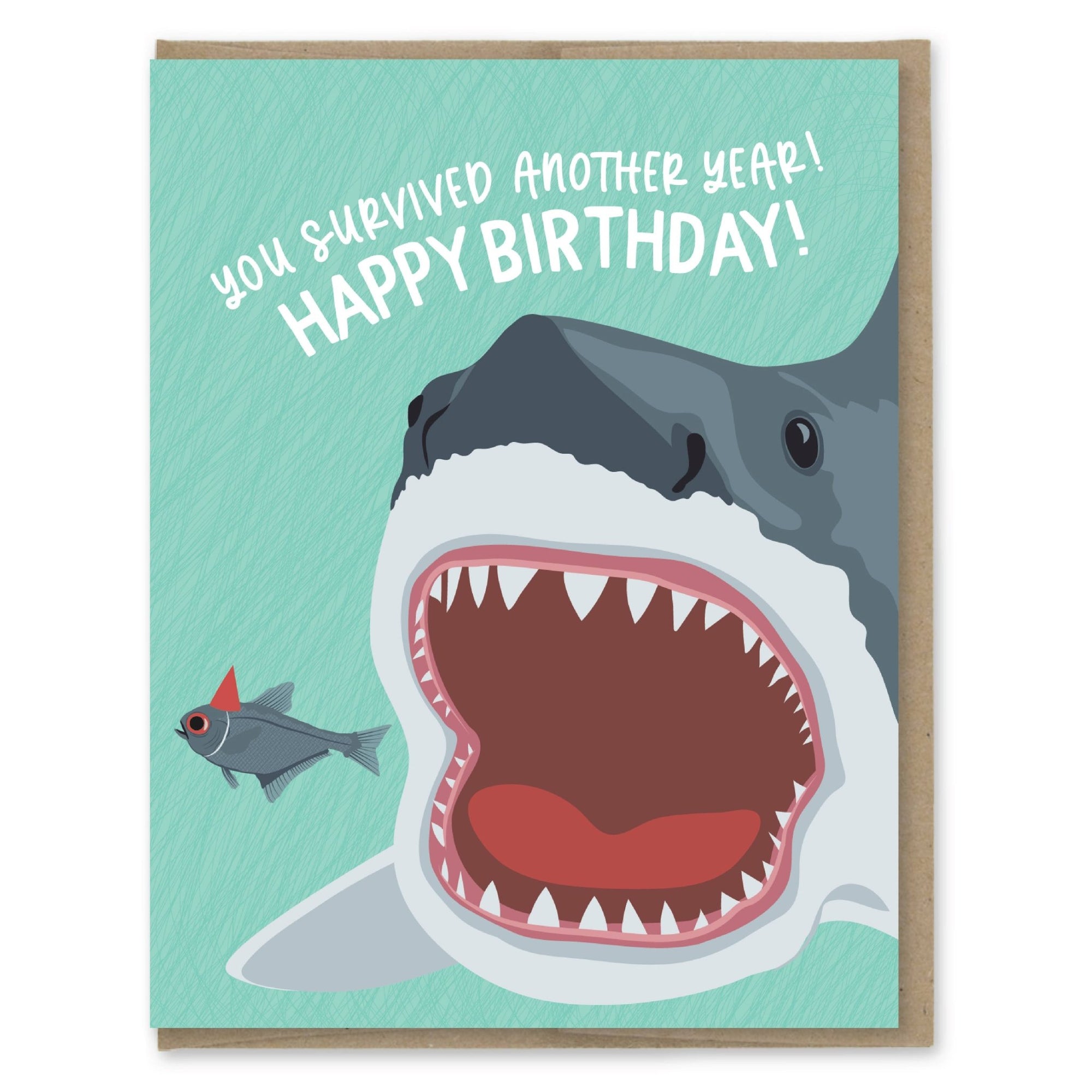 Survived Another Year Shark Birthday Card - Box Turtle