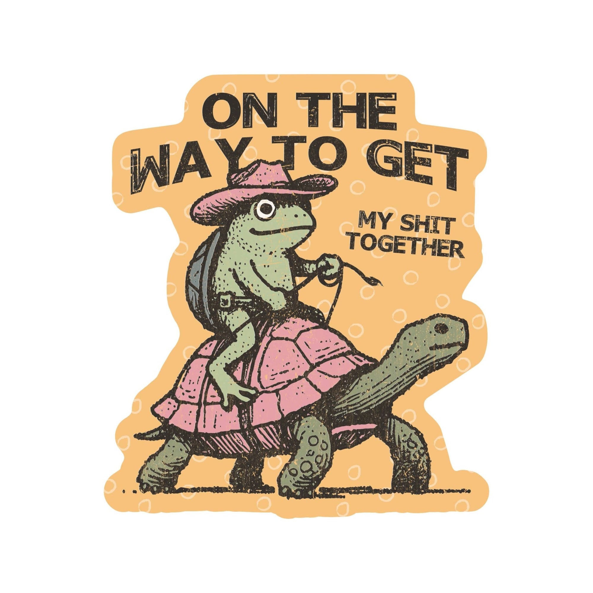 Swear Frog Cowboy Funny Turtle Vinyl Sticker - Box Turtle