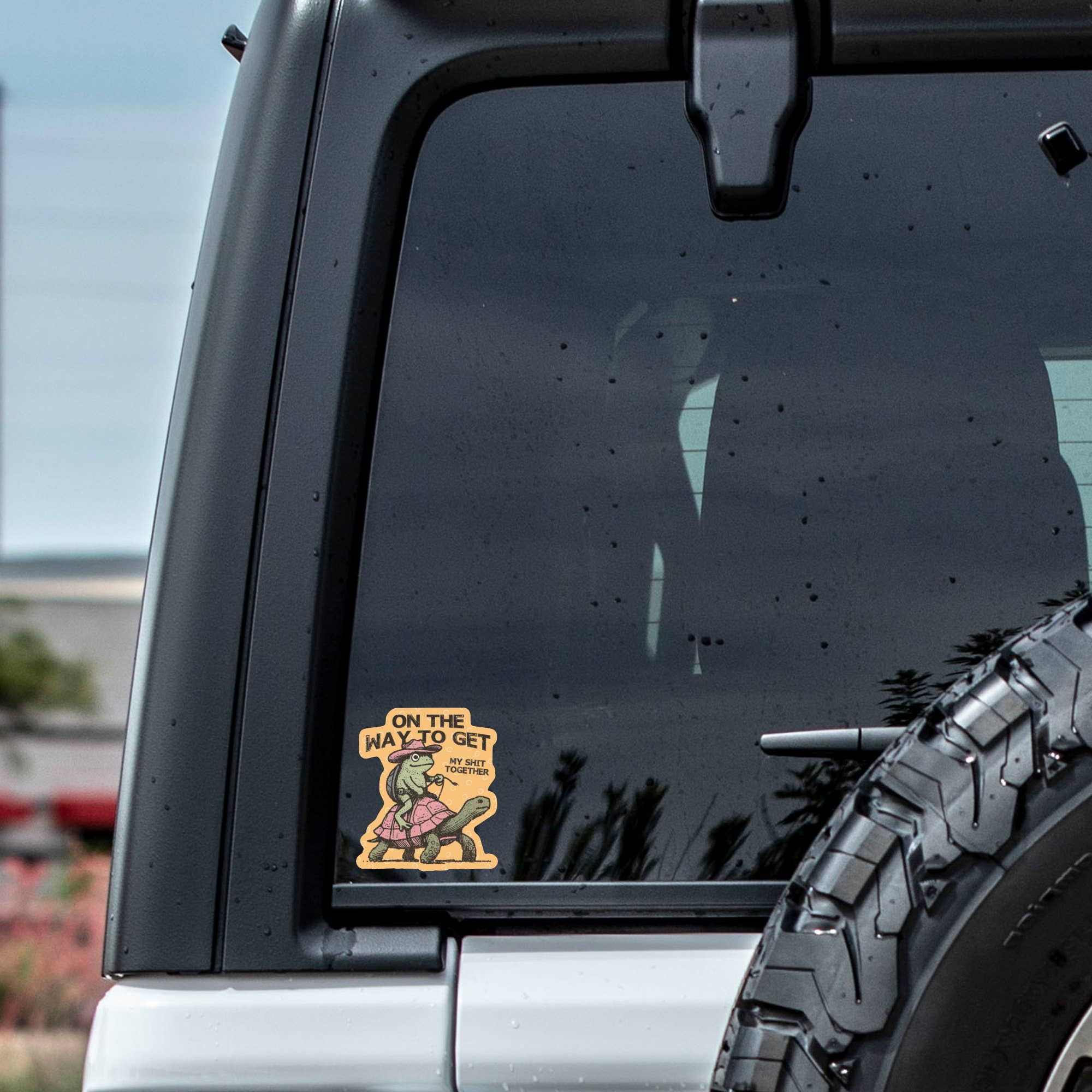 Swear Frog Cowboy Funny Turtle Vinyl Sticker - Box Turtle