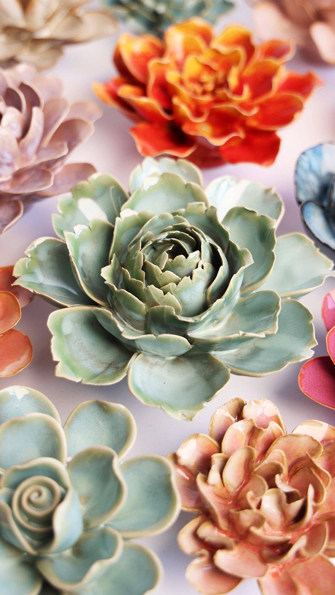 Tabletop Milk Teal Ceramic Camellia - Box Turtle