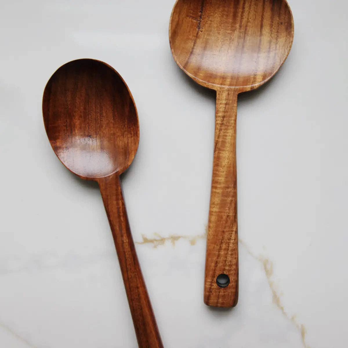 Teak Wood Long Handle Spoon - Box Turtle