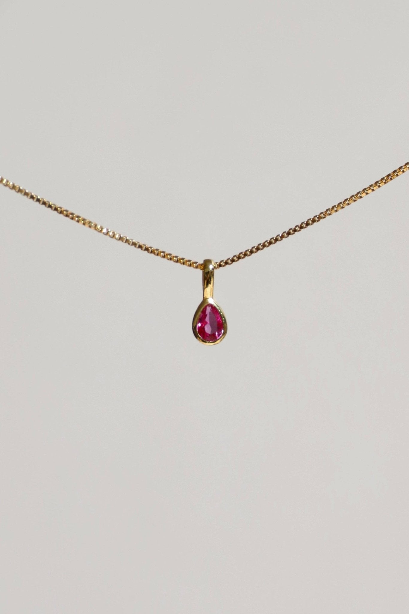 Teardrop Bezel Birthstone Charm - Box Turtle