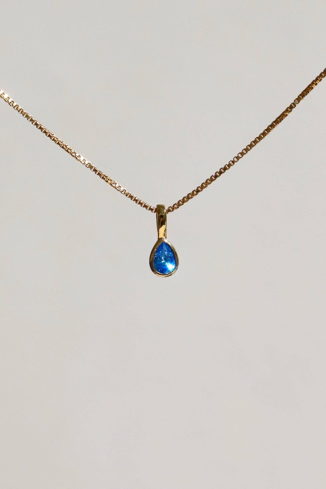 Teardrop Bezel Birthstone Charm - Box Turtle