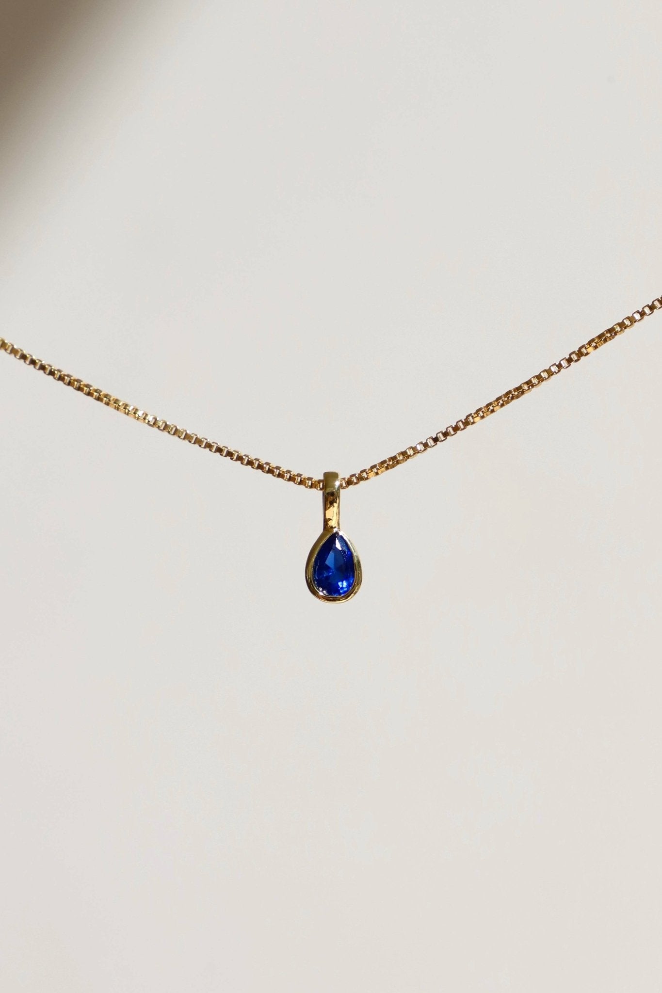 Teardrop Bezel Birthstone Charm - Box Turtle