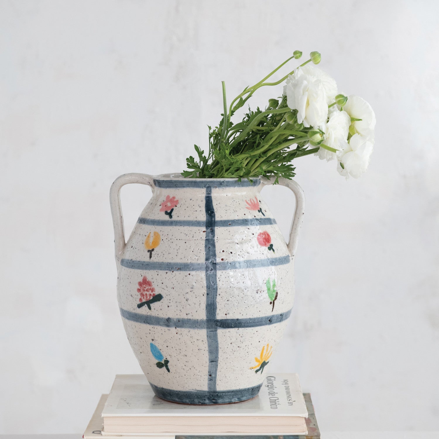 Terra - cotta Urn With Flowers - Box Turtle