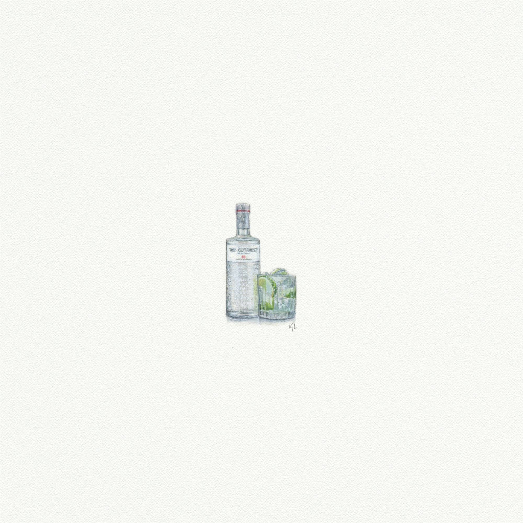 The Botonist Gin and Tonic Miniature Watercolor Print - Box Turtle