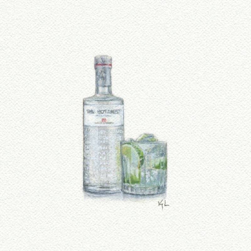 The Botonist Gin and Tonic Miniature Watercolor Print - Box Turtle
