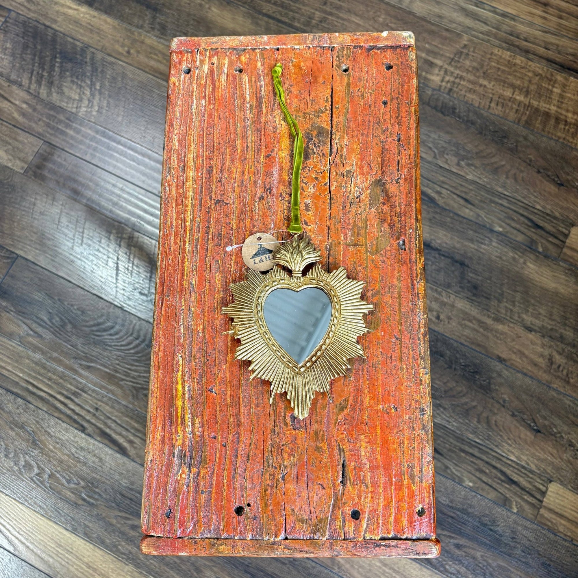 Tin Rounded Rays Sacred Heart Mirror - Box Turtle