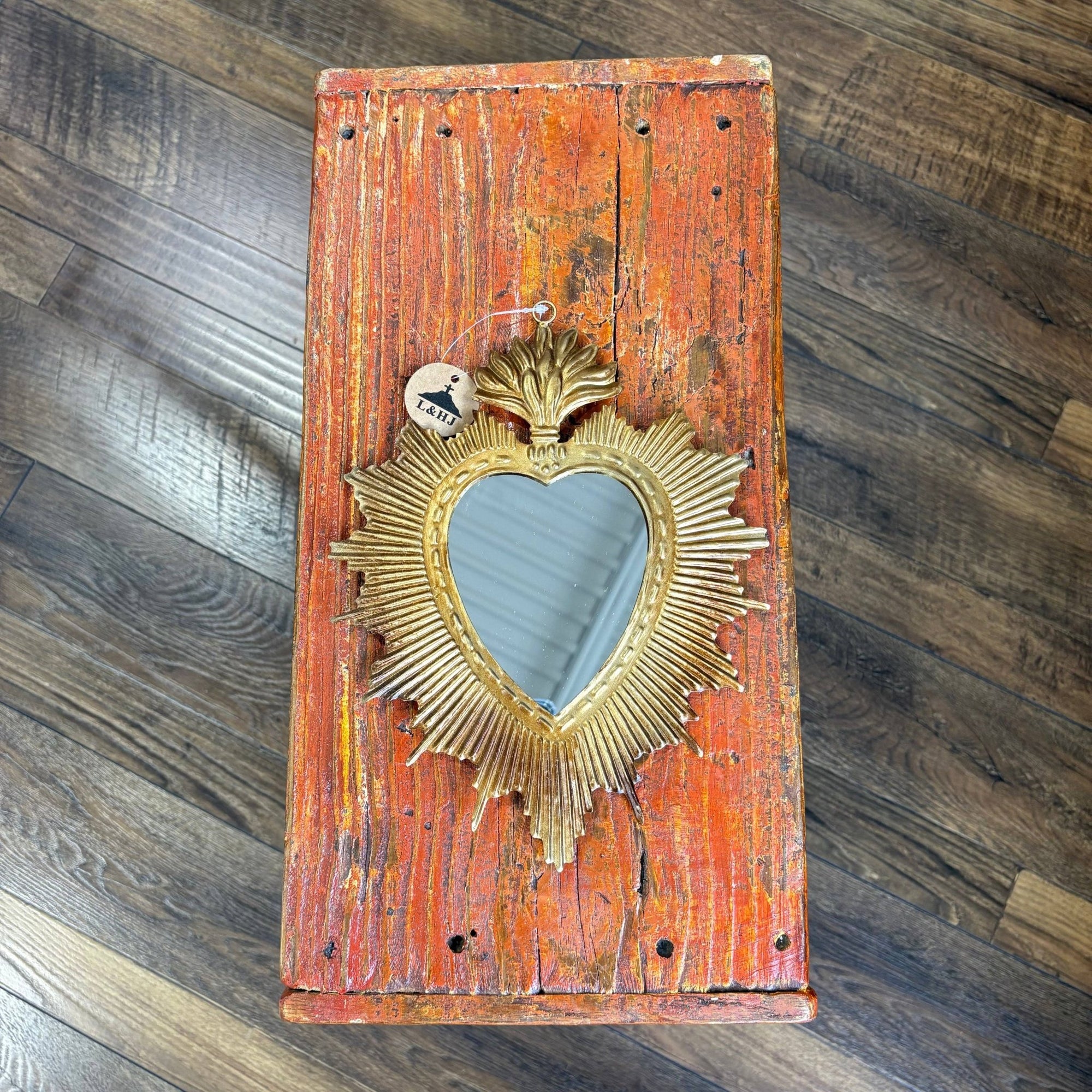 Tin Rounded Rays Sacred Heart Mirror - Box Turtle