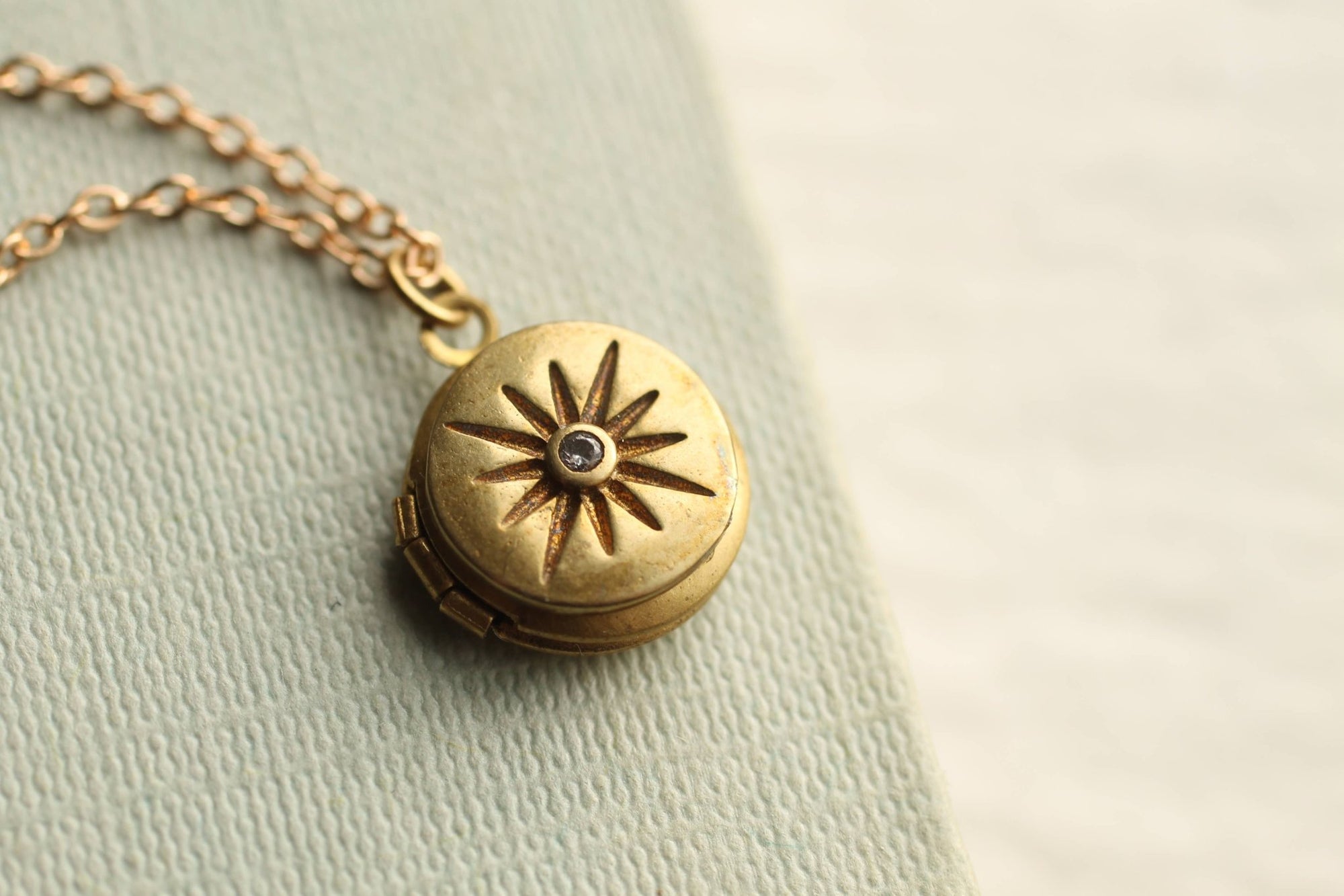 Tiny Compass Star Locket Necklace - Box Turtle