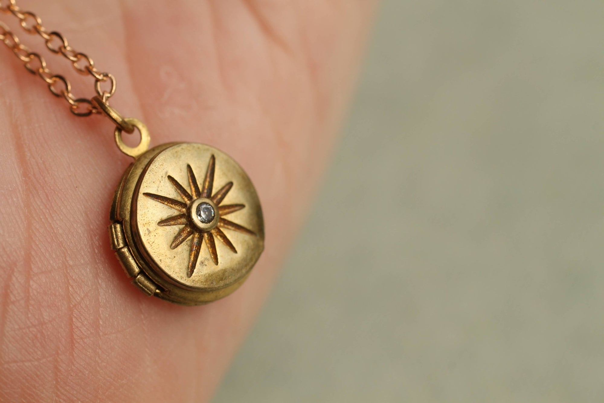 Tiny Compass Star Locket Necklace - Box Turtle