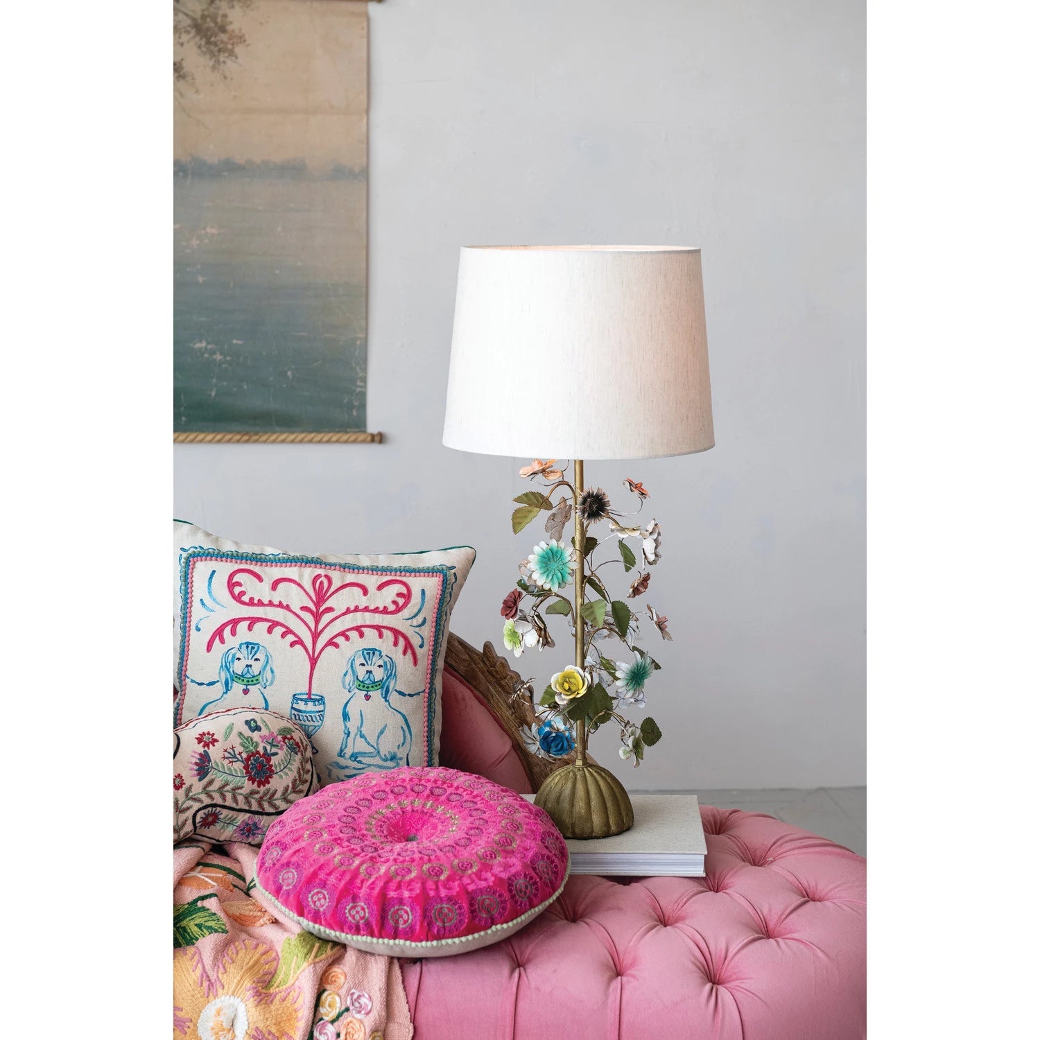 Toleware Flowers Table Lamp - Box Turtle