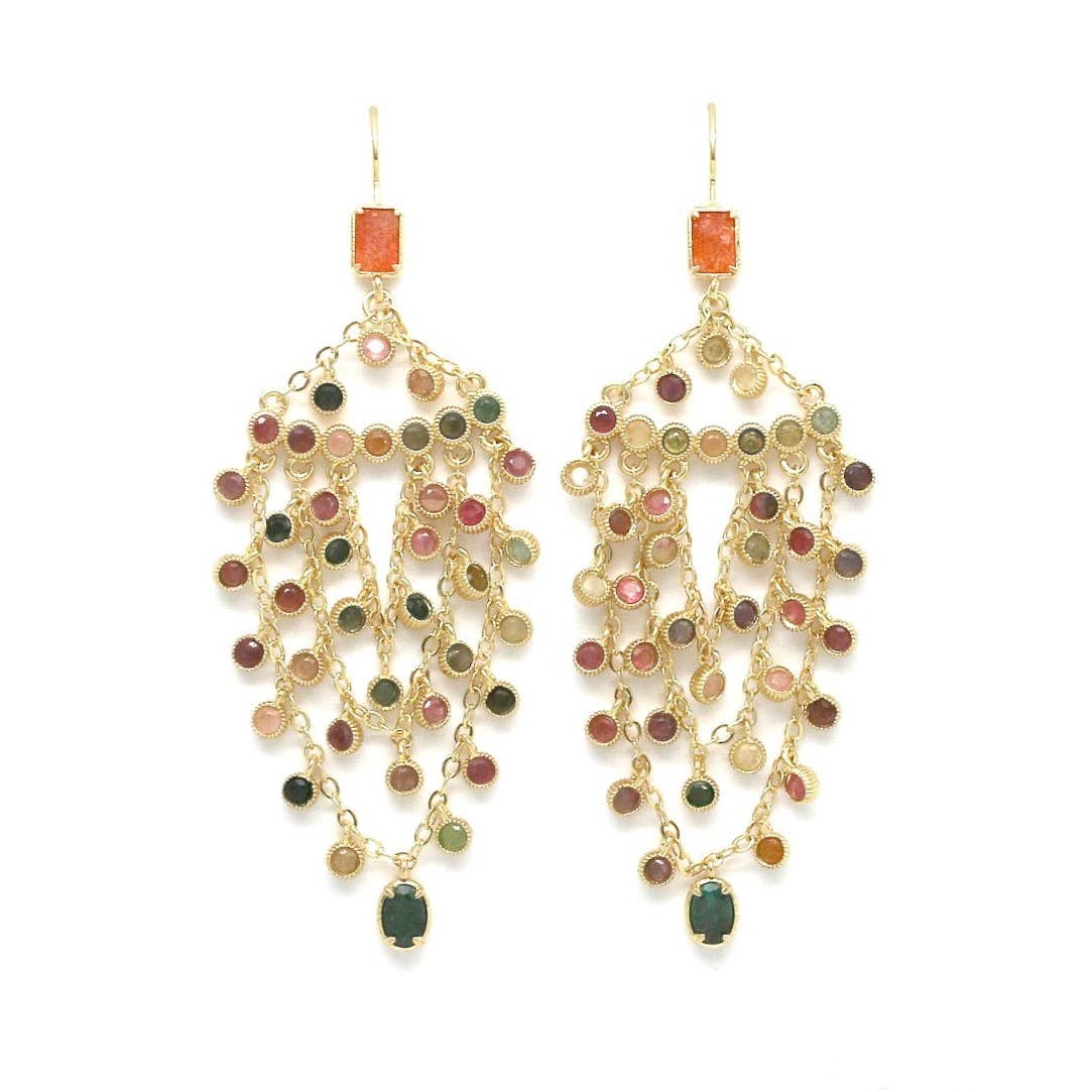 Tourmaline Sunstone Chandelier Earrings - Box Turtle
