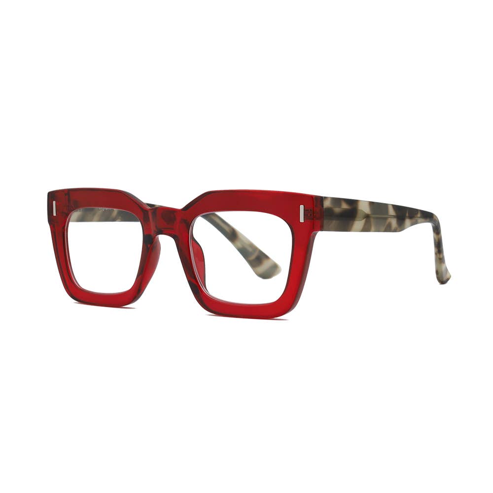 Transparent Red/Grey Tortoise NESS Blue Light Glasses - Box Turtle