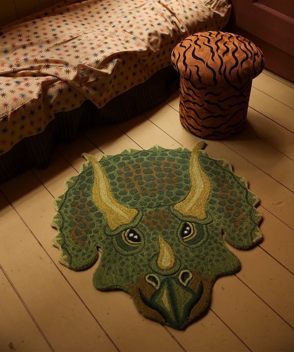 Triceratops Head Rug Large - Box Turtle