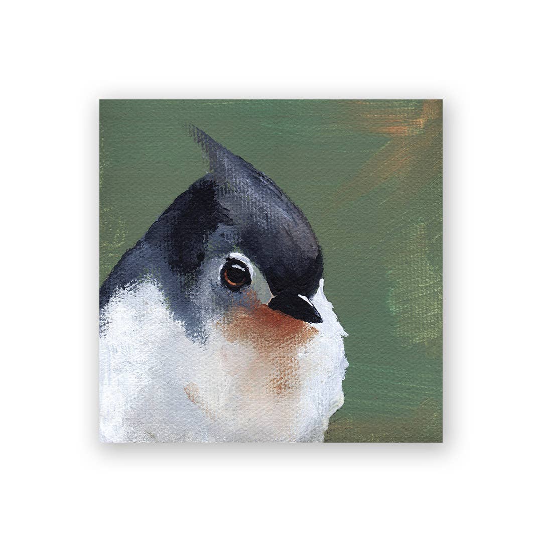 Tufted Titmouse Wood Wall Art Decor - Box Turtle