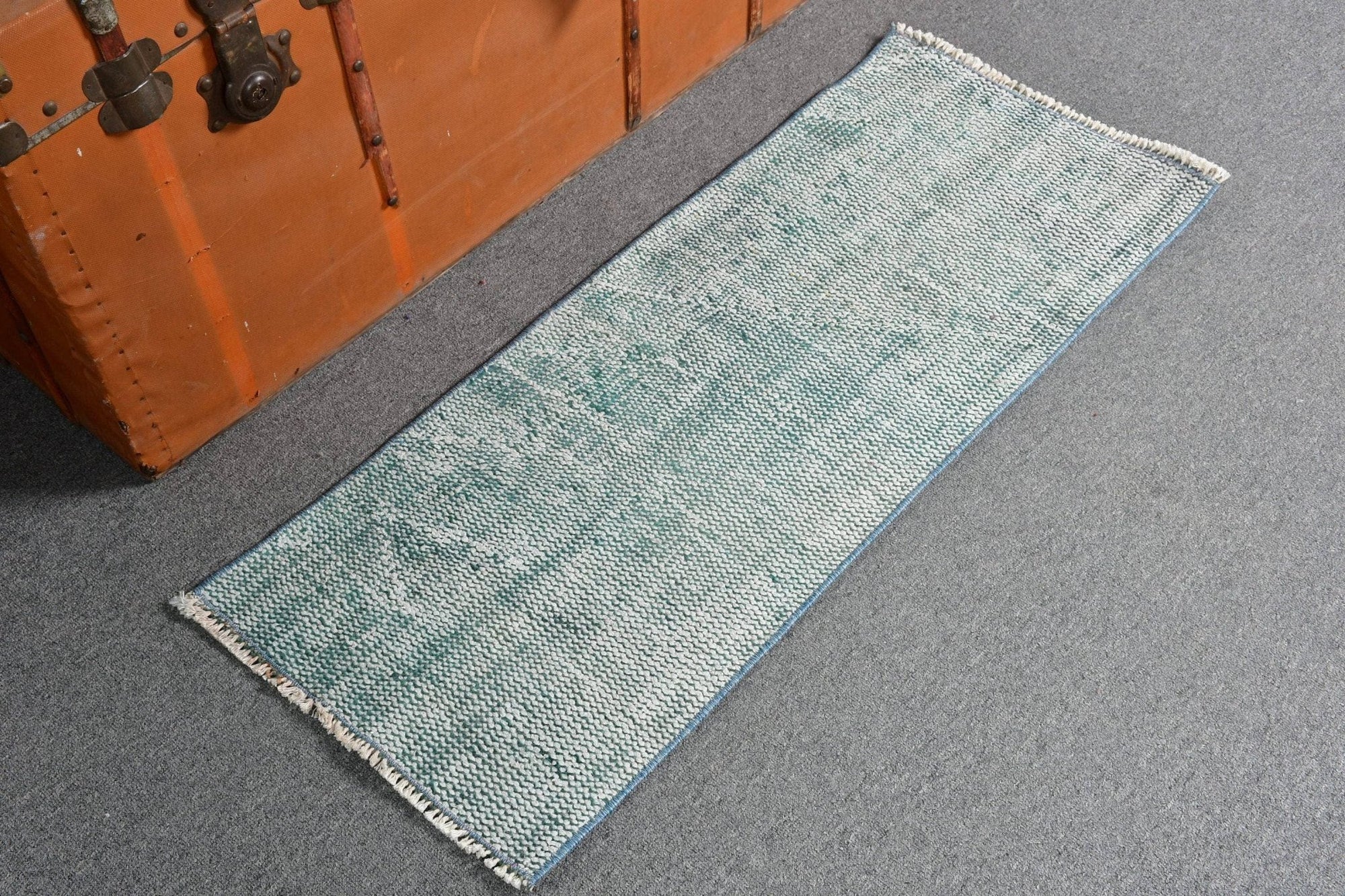 Turkish Vintage Blue Wool Rug - Box Turtle