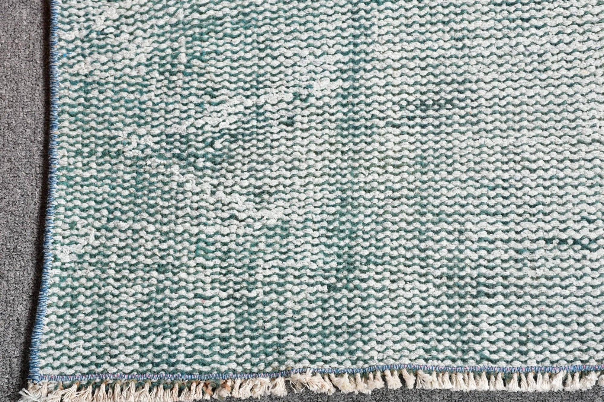 Turkish Vintage Blue Wool Rug - Box Turtle