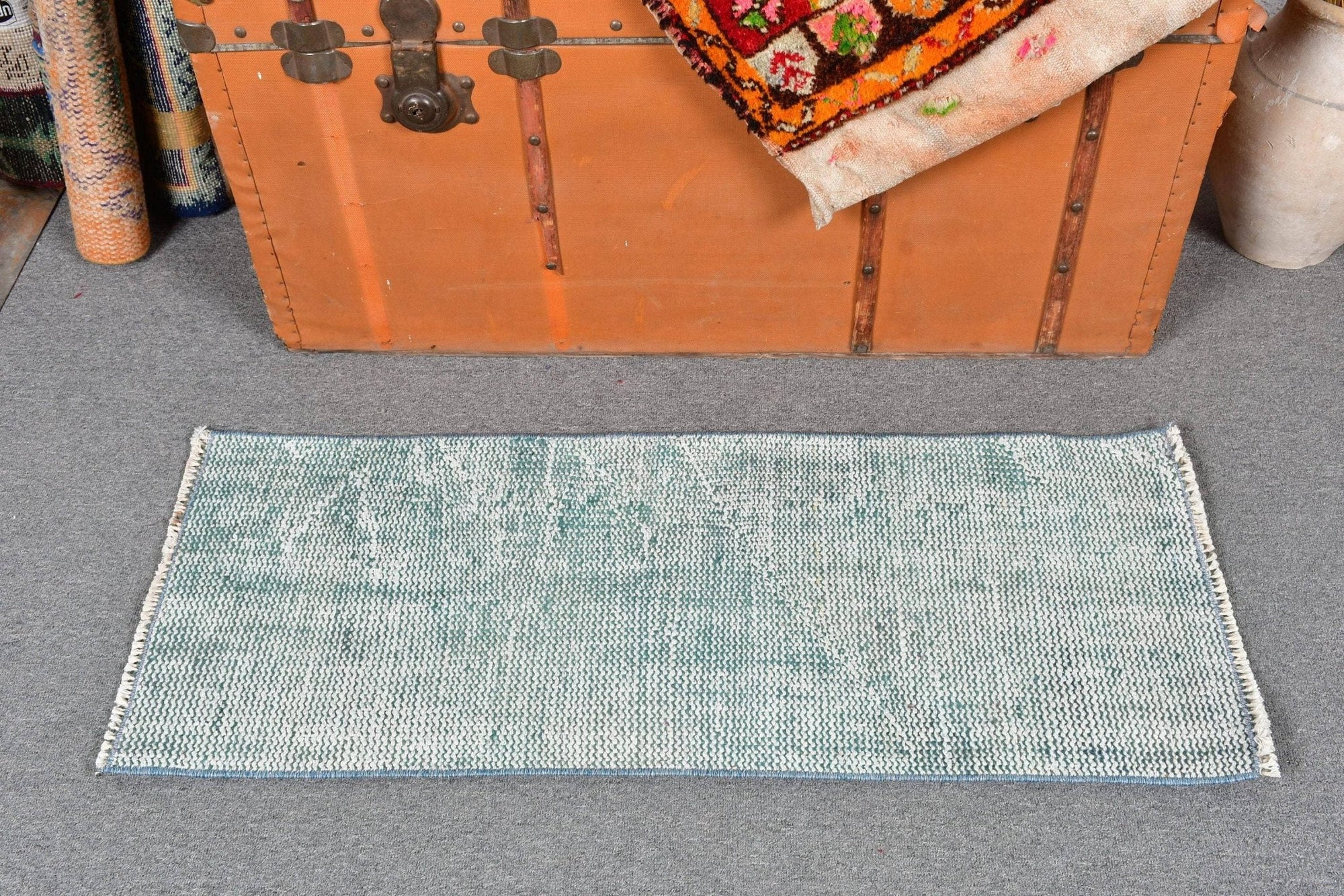 Turkish Vintage Blue Wool Rug - Box Turtle