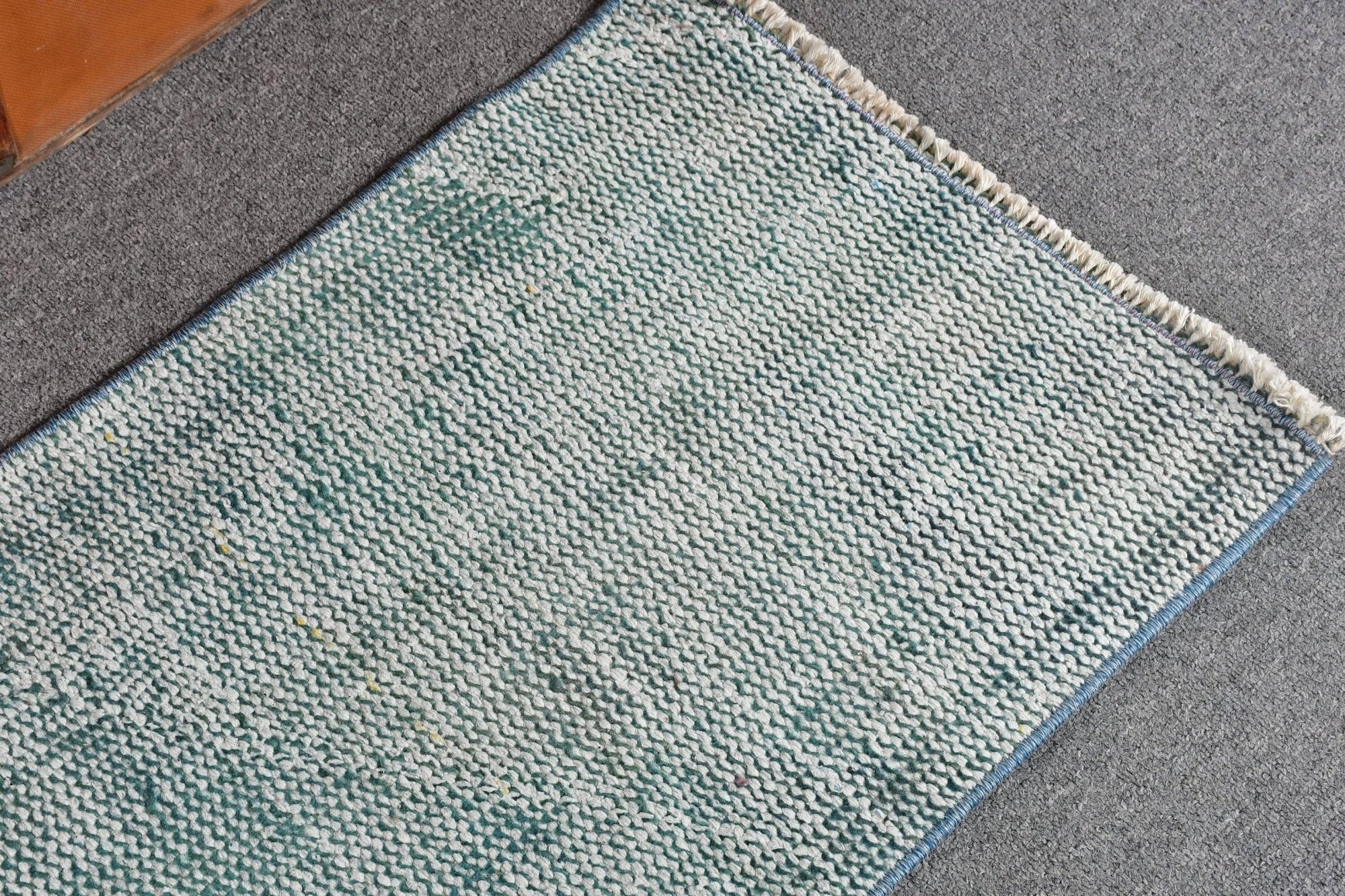 Turkish Vintage Blue Wool Rug - Box Turtle