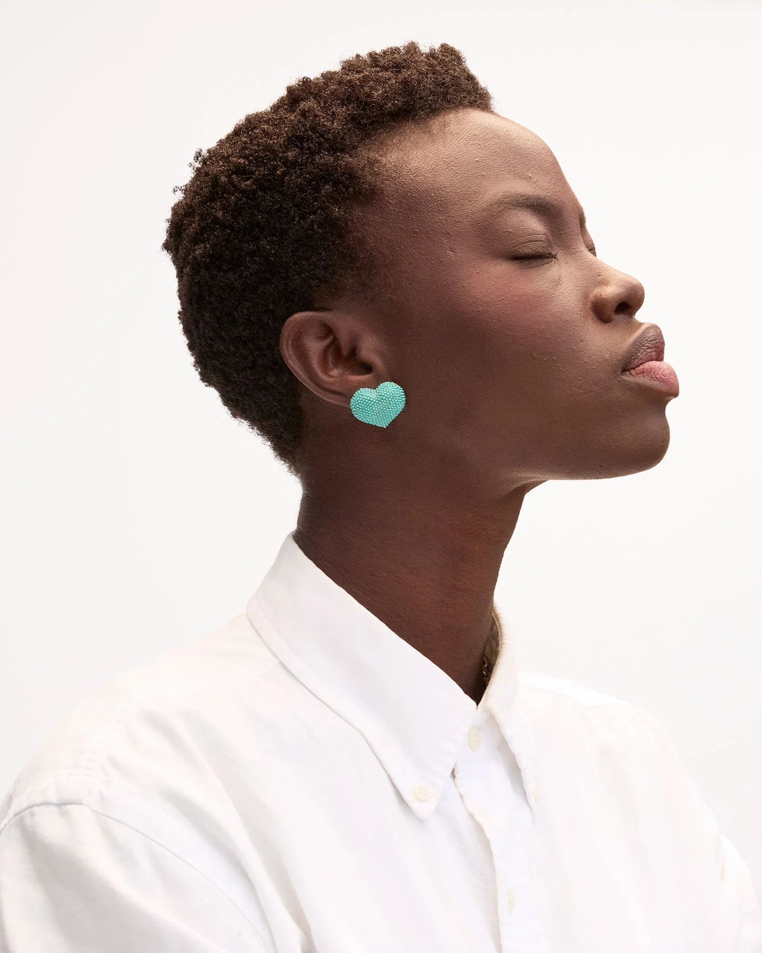 Turquoise Beaded Heart Studs - Box Turtle