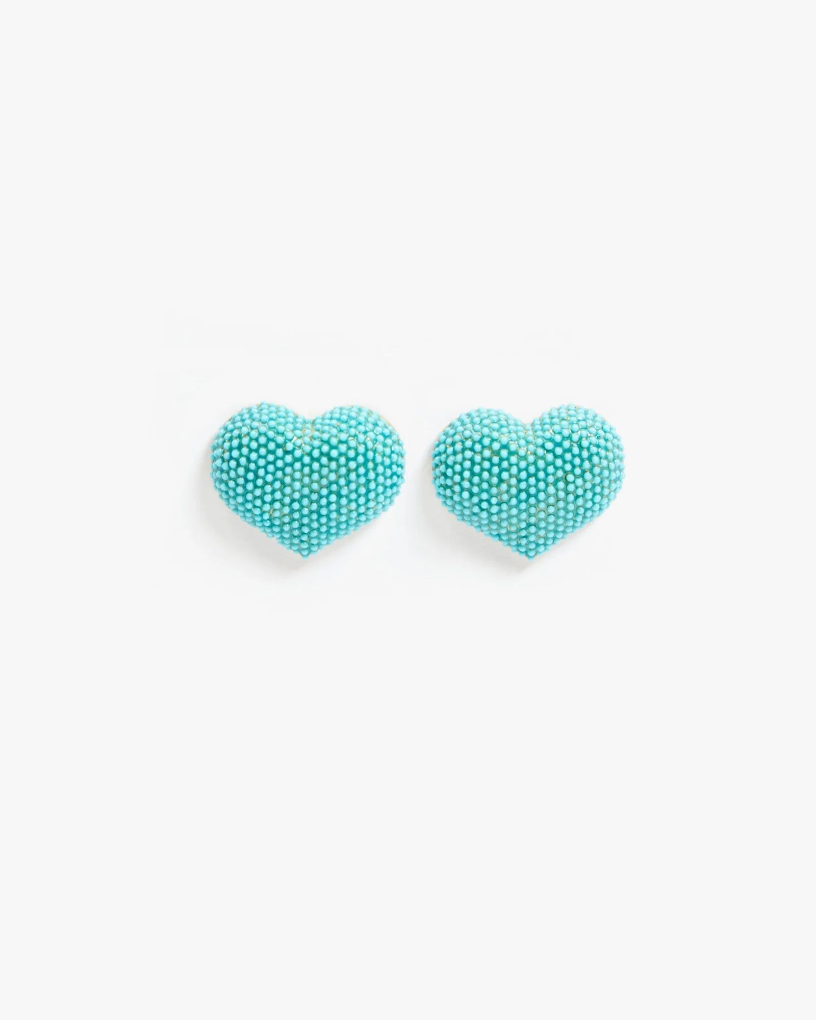 Turquoise Beaded Heart Studs - Box Turtle