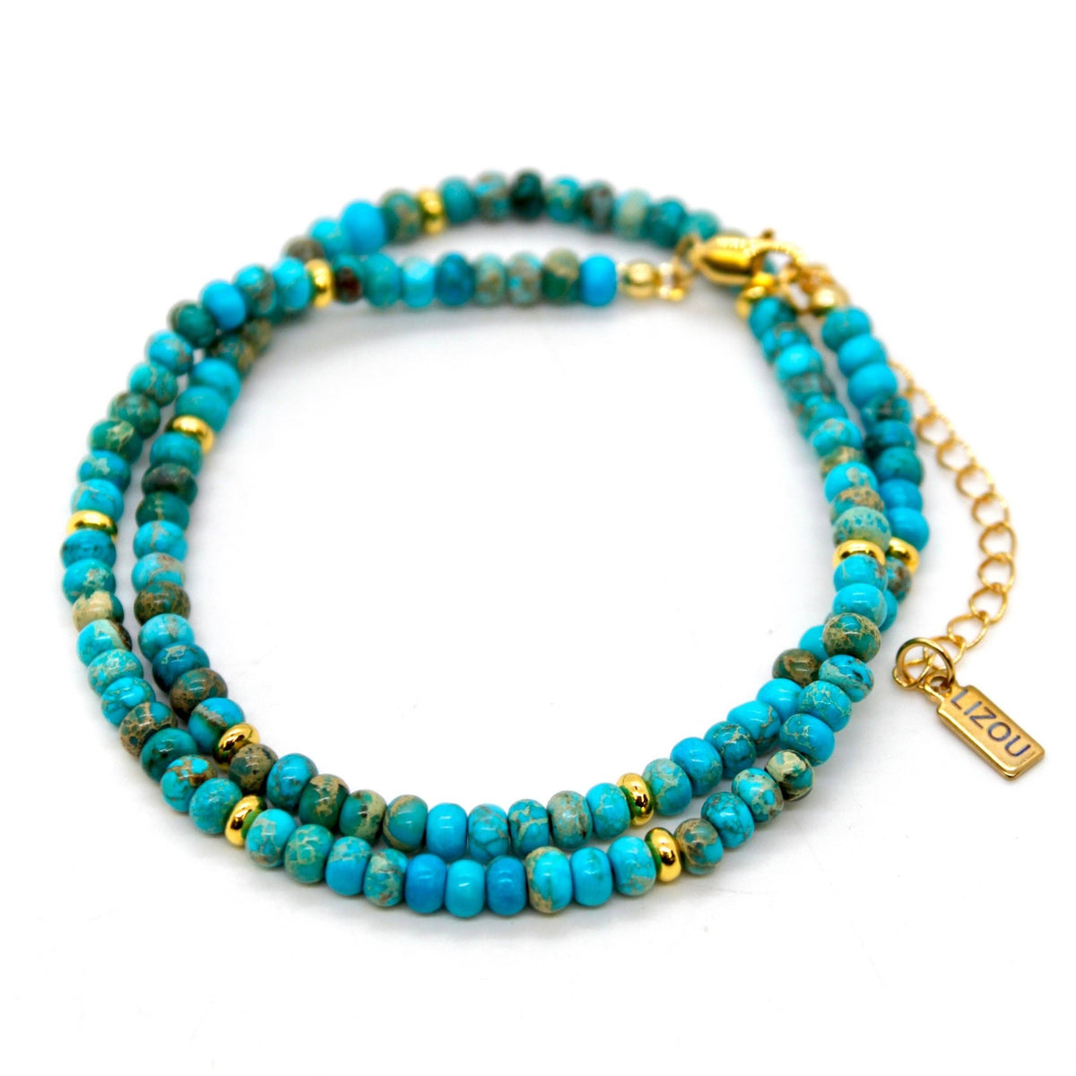 Turquoise Jasper + Gold Necklace - Box Turtle