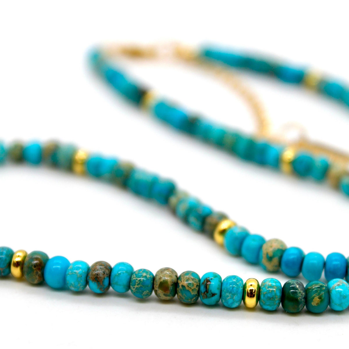 Turquoise Jasper + Gold Necklace - Box Turtle