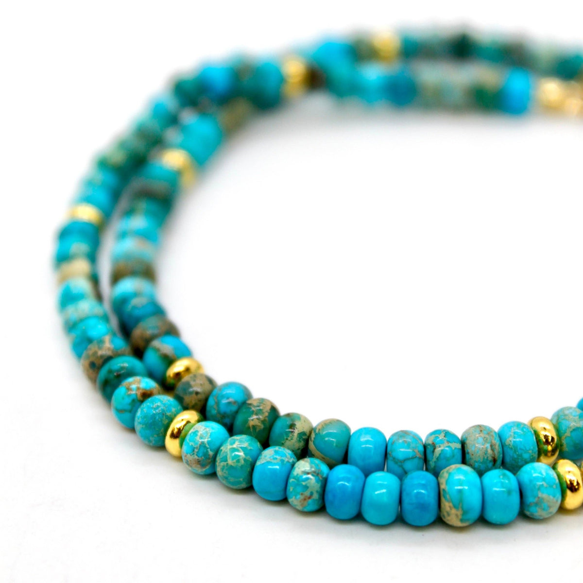 Turquoise Jasper + Gold Necklace - Box Turtle