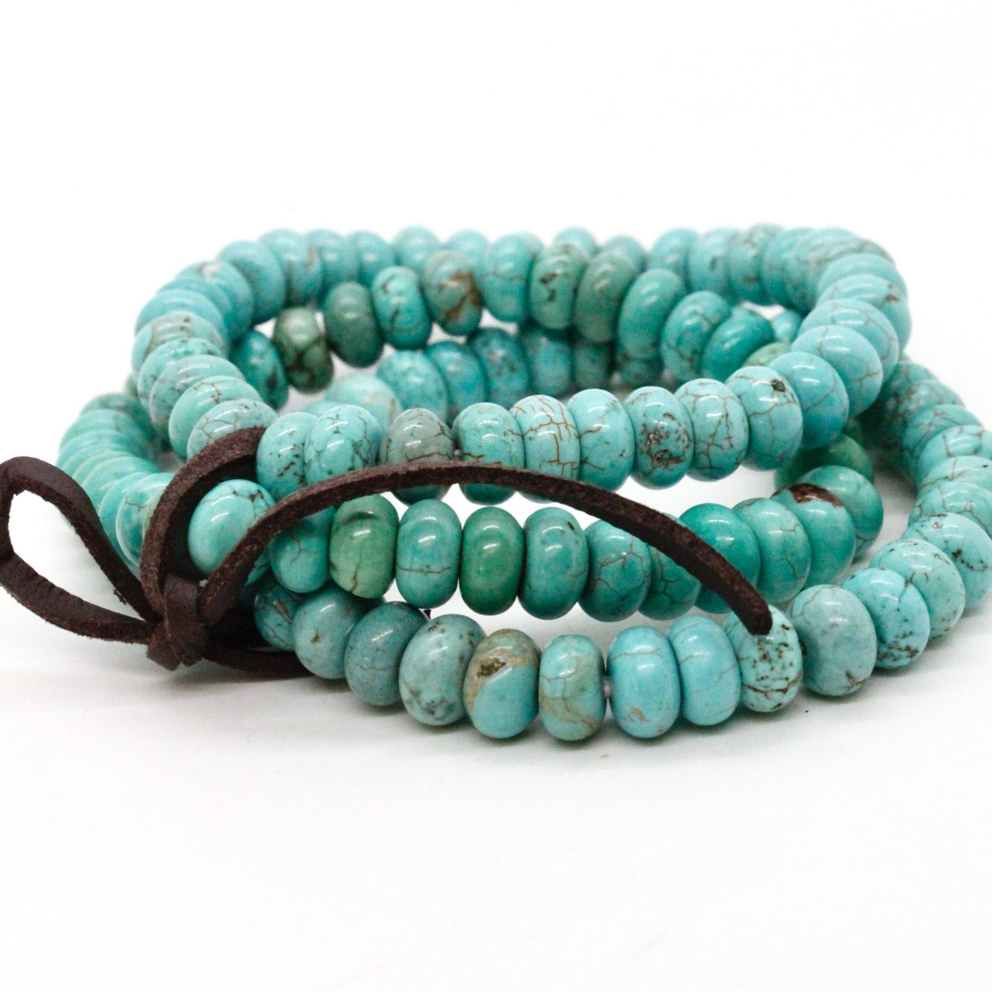 Turquoise Rondelle Bead Bracelet - Box Turtle