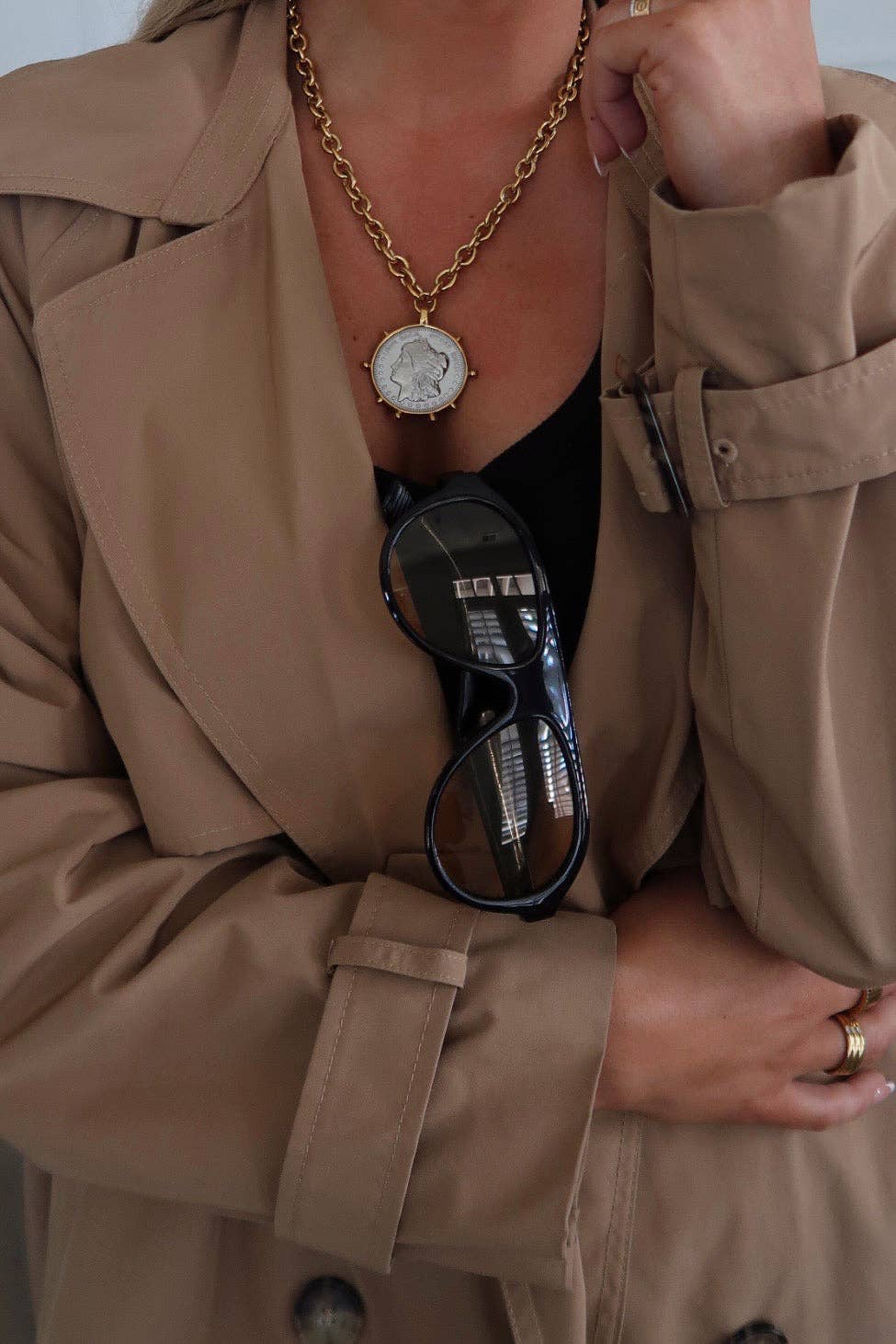 Two Toned Coin Necklace - Box Turtle