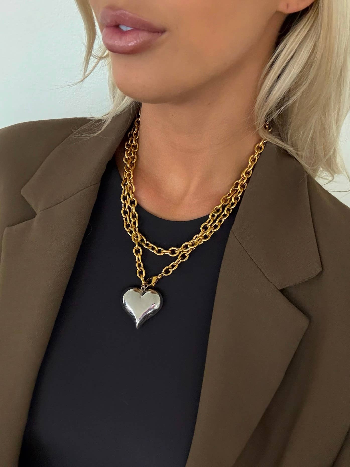 Two Toned Heart Necklace - Box Turtle