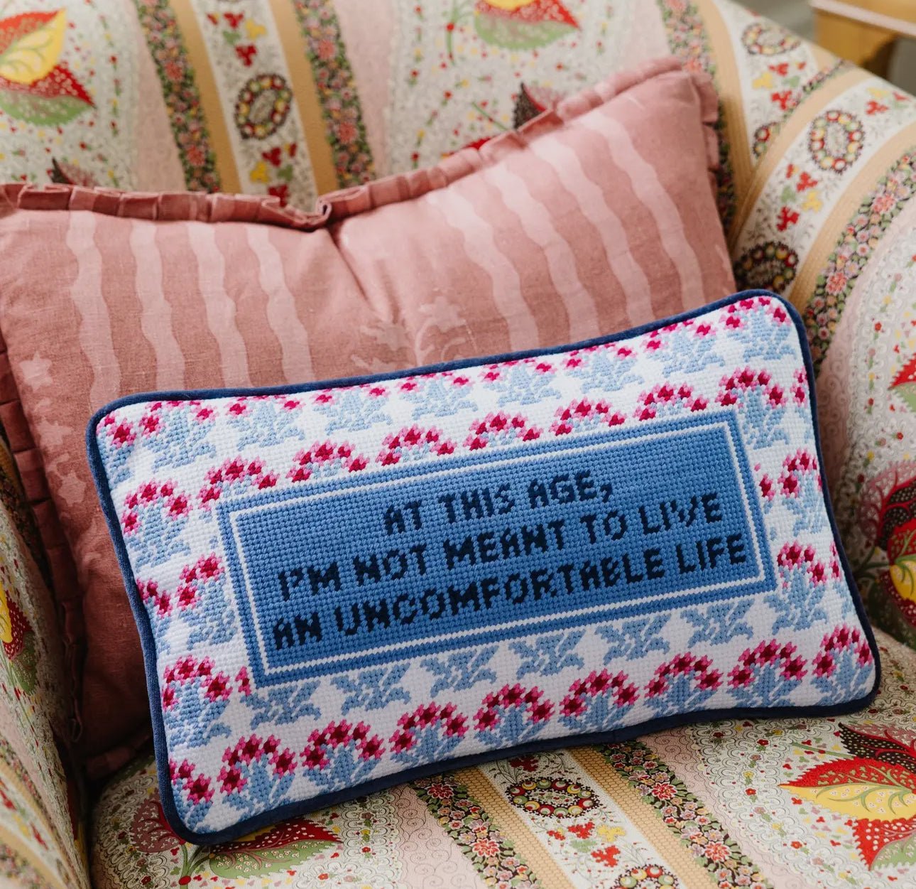 Uncomfortable Life Needlepoint Pillow - Box Turtle
