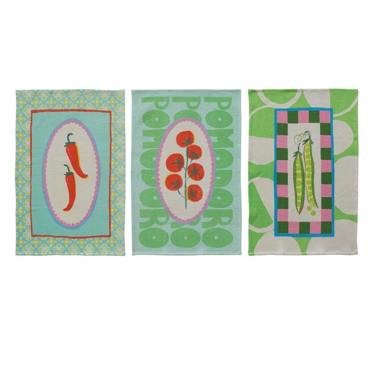 Vegetable Cotton Waffle Tea Towel - Box Turtle