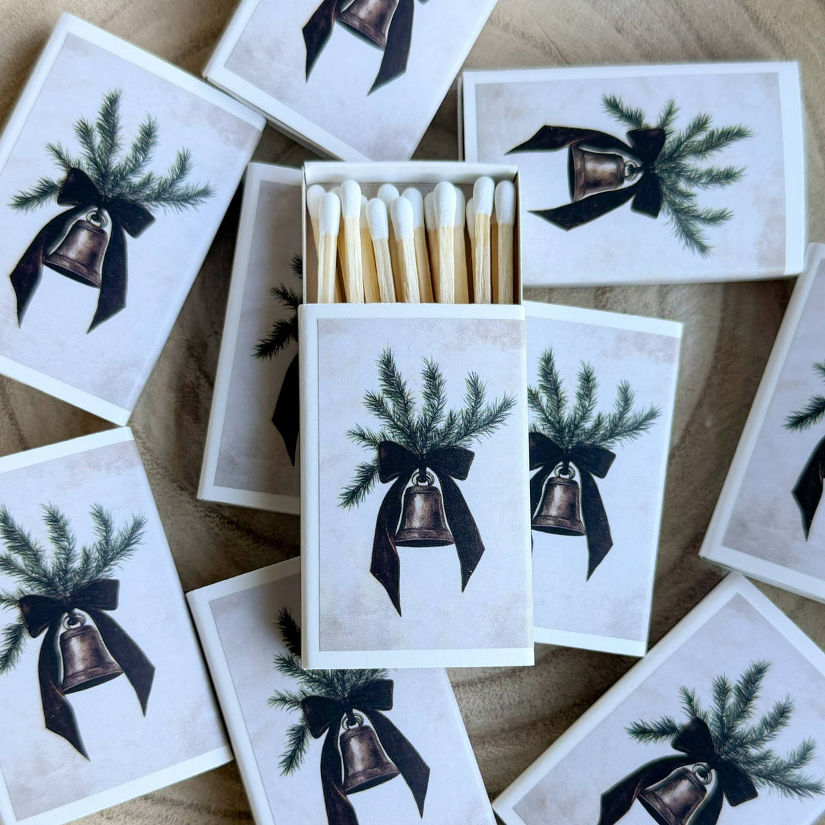 Velvet Christmas Bell Matches - Box Turtle