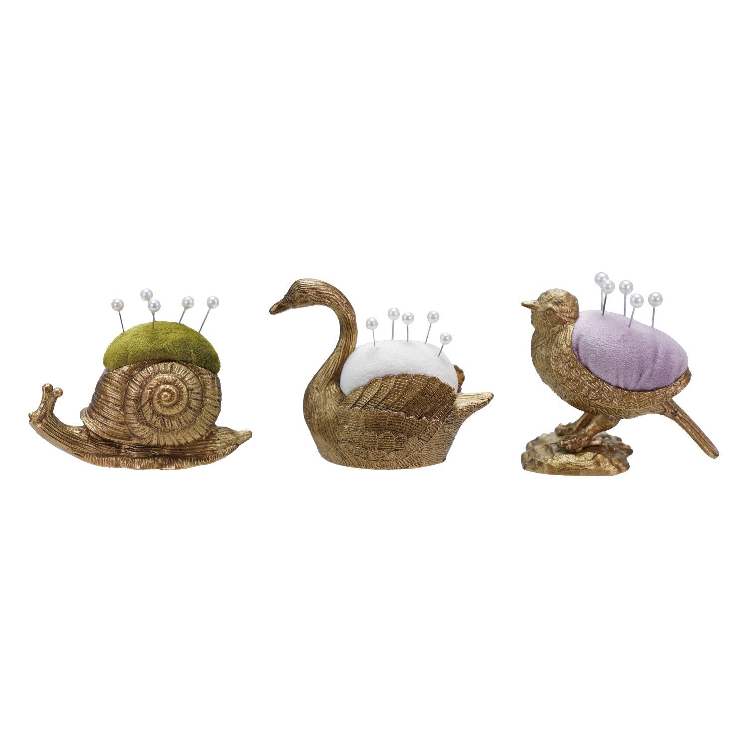 Velvet Pin Cushion With Pearl Head Pins - Box Turtle