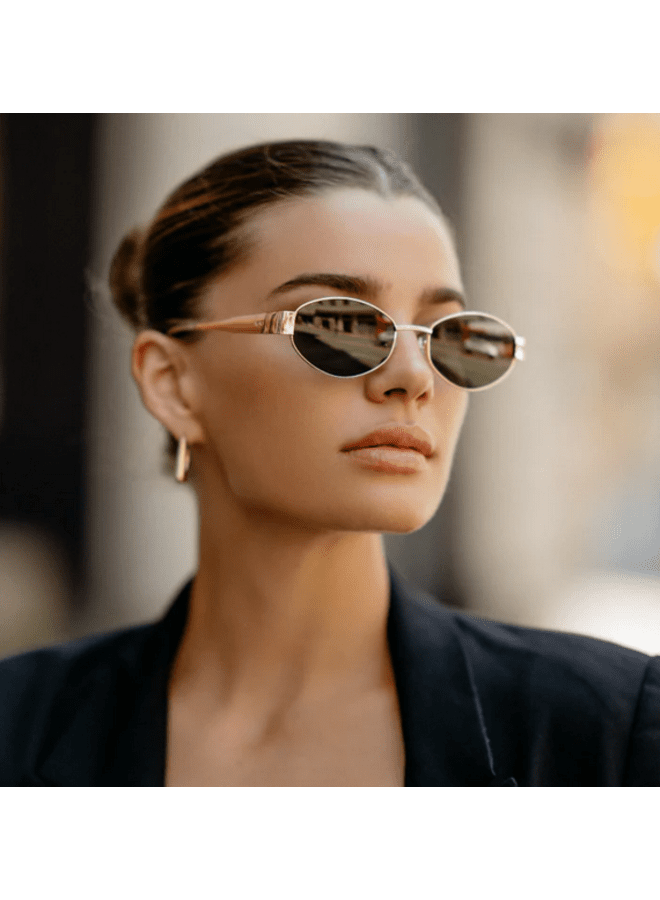Verona - Oval Metal Frame Sunglasses - Box Turtle