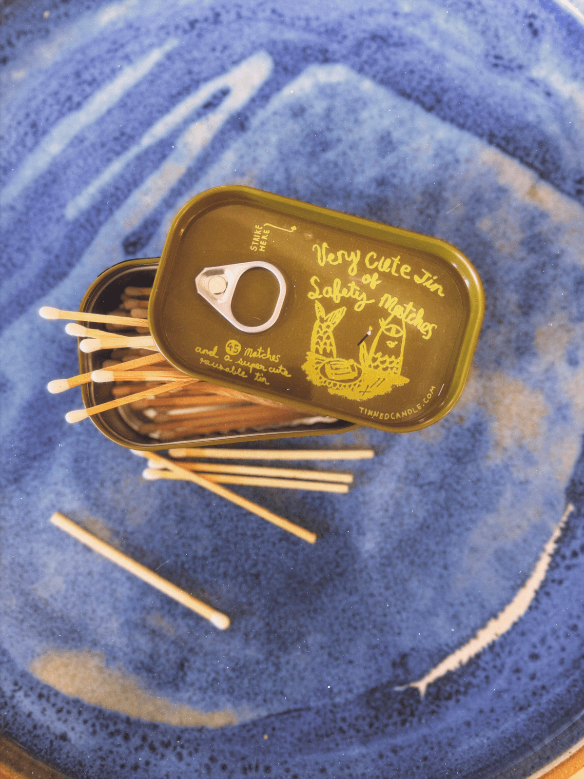 Very Cute Tin of Safety Matches - Box Turtle