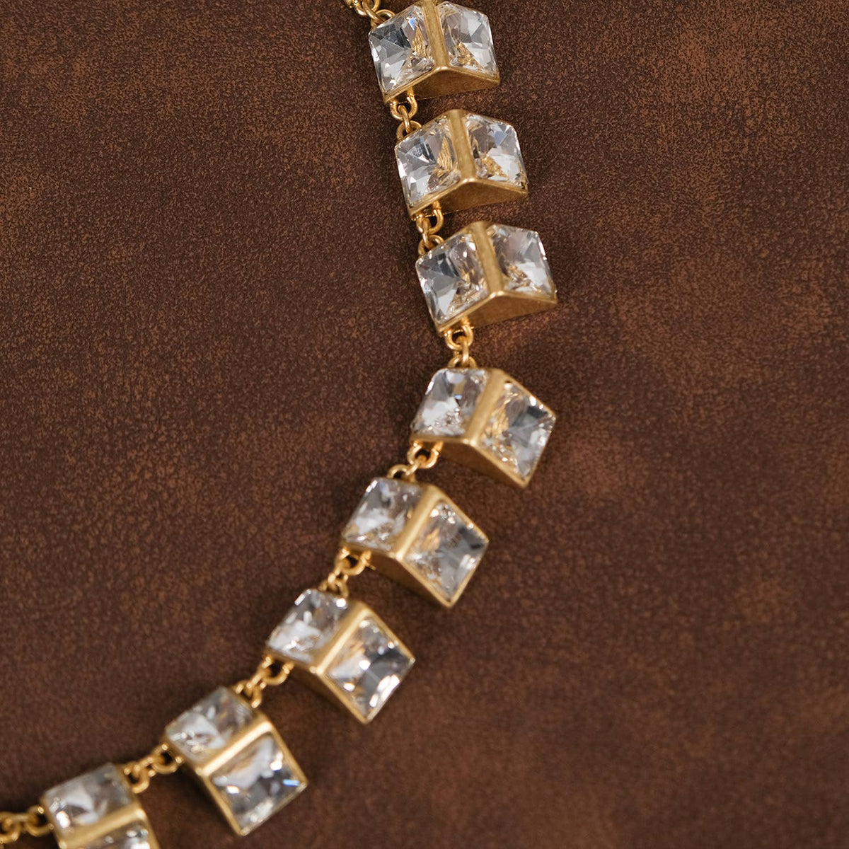 Vintage 18K Gold Plated Geometric Figure Crystal Necklace - Box Turtle